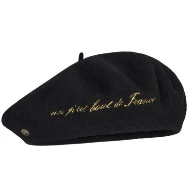 Béret Larrun Broderie Or Noir - Héritage par Laulhère  Reference : 22550| Chapellerie Traclet