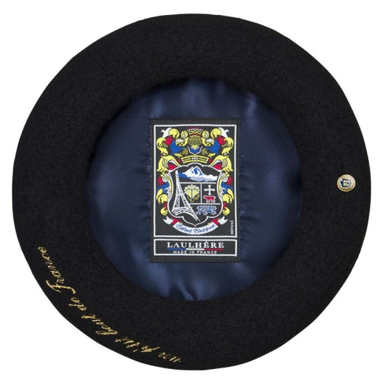 Larrun Gold Embroidery Black Beret - Heritage by Laulhère