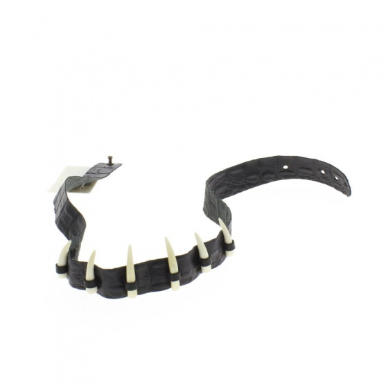 Leather and crocodile tooth hat trim