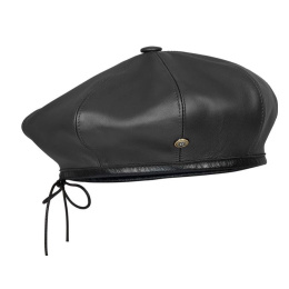Zura Black Leather Beret - Laulhere