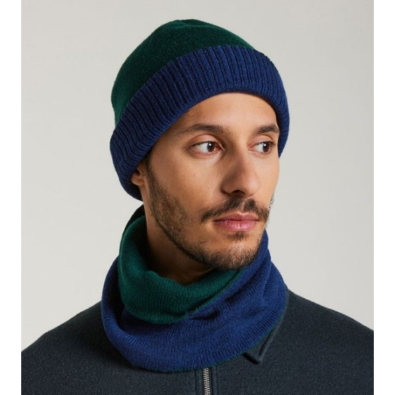 Two-tone Otxoa Green & Blue Wool Neck Warmer - Heritage by Laulhère