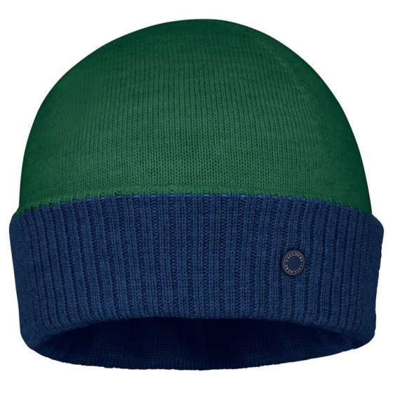 Bonnet Mendia Bicolore Laine Vert & Bleu - Laulhère
