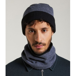 Bonnet Mendia Bicolore Laine Noir & Gris Foncé - Laulhère