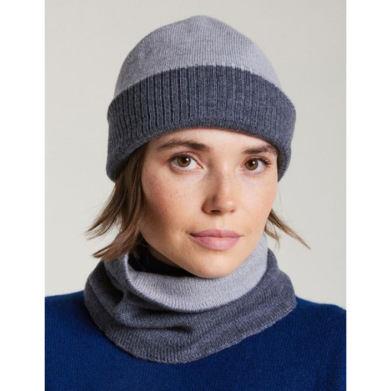 Bonnet Mendia Bicolore Laine Gris - Laulhère
