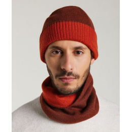 Mendia Two-Tone Wool Beanie Chestnut & Brick - Laulhère