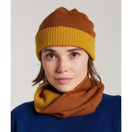 Mendia Two-Tone Wool Beanie Cognac & Curry - Laulhère