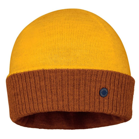 Mendia Two-Tone Wool Beanie Cognac & Curry - Laulhère