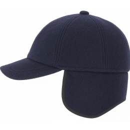 Navy Wool Jockey Ear Flap Cap - Göttmann