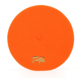 Béret Orange Brodé Sanglier model3