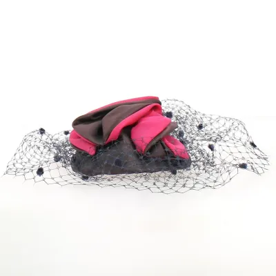 Brown & Fuchsia Satin Tambourine - France Reference: 22661 | Chapellerie Traclet