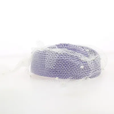 Tambourin Paille violette avec sa voilette blanche - Traclet