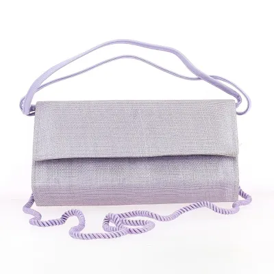 Sac de cérémonie minimaliste en paille avec son miroir de courtoisie (coloris : orangé/parme) - Chapellerie Traclet