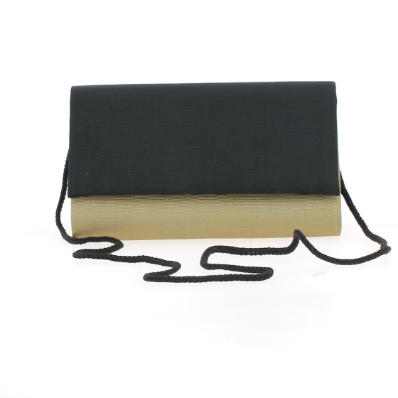 Sac de cérémonie chic satiné noir et doré or - Chapellerie Traclet