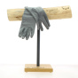 Short gray velvet glove - Chapellerie Traclet - France