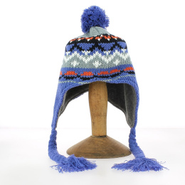 Beanie for children fleece lined blue or green - Chapellerie TRACLET