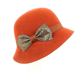 Cloche Hat Made in France leather bow - Traclet