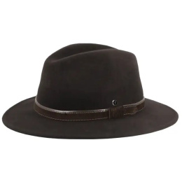 Enzo Waterproof & Crushable Traveller Hat in Brown Felt - Flechet