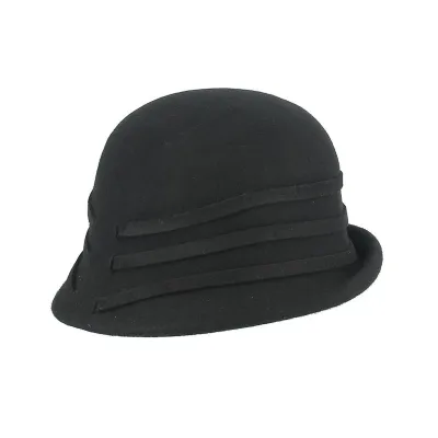 Black Wool Felt Cloche Hat - Traclet Reference: 6264 | Traclet Millinery