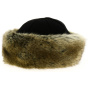 Toque Marmotte Polaire Noir & Fourrure Marron Beige