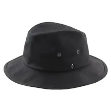 Chapeau Giovanni Coton Huilé Noir - Fléchet Reference : 22745| Chapellerie Traclet