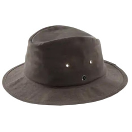Chapeau Giovanni Coton Huilé Marron - Fléchet