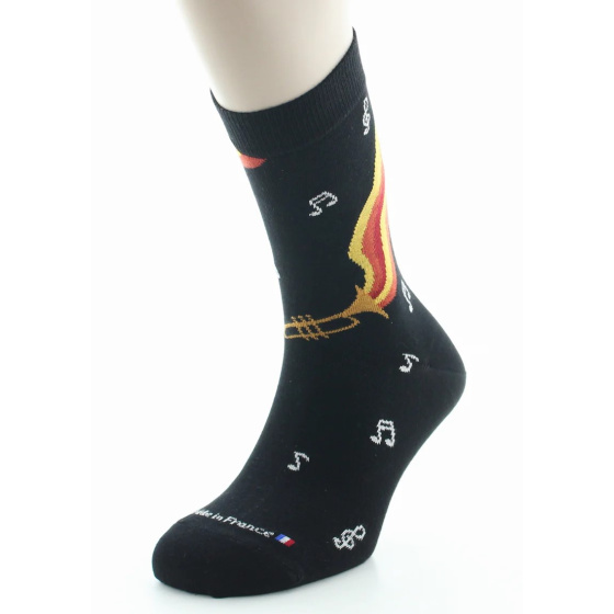Chaussettes Hommes Musique Coton Bio Noir - DAGOBERT