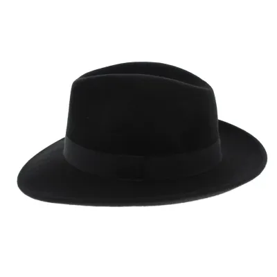 Chapeau Fedora Justin Feutre Poil Noir Imperméable - Traclet