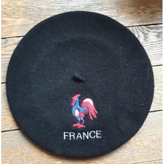Black Beret Embroidered French Rooster - Le Béret Français