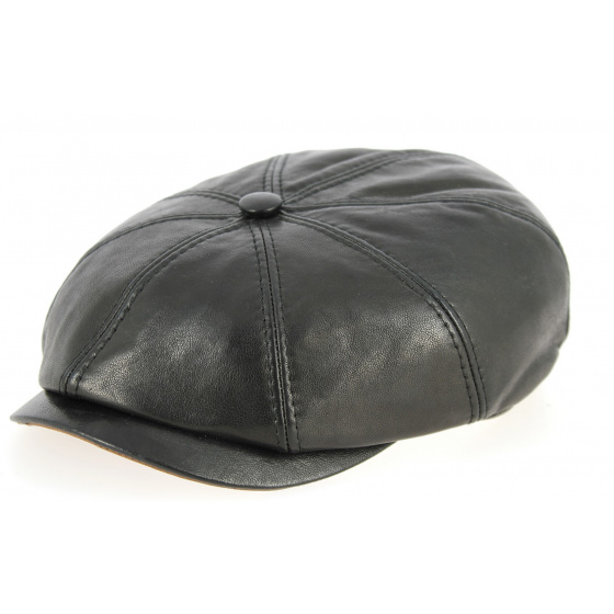 Hatteras Avellino Nappa Black Leather Cap - Traclet