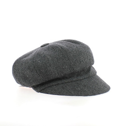 Esma Sympatex Anthracite Herringbone Wool Newsboy Cap - Traclet
