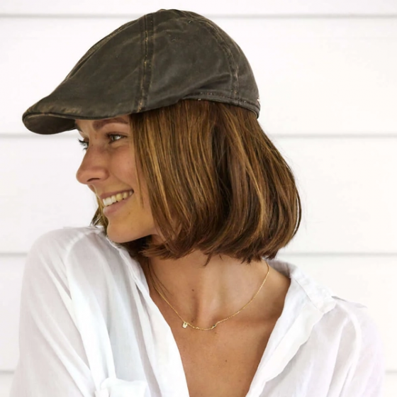 Merrick Newsboy Black Cotton Flat Cap - Conner Hats