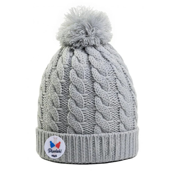 Bonnet à Pompon Gstaad Gris Clair - Pipolaki