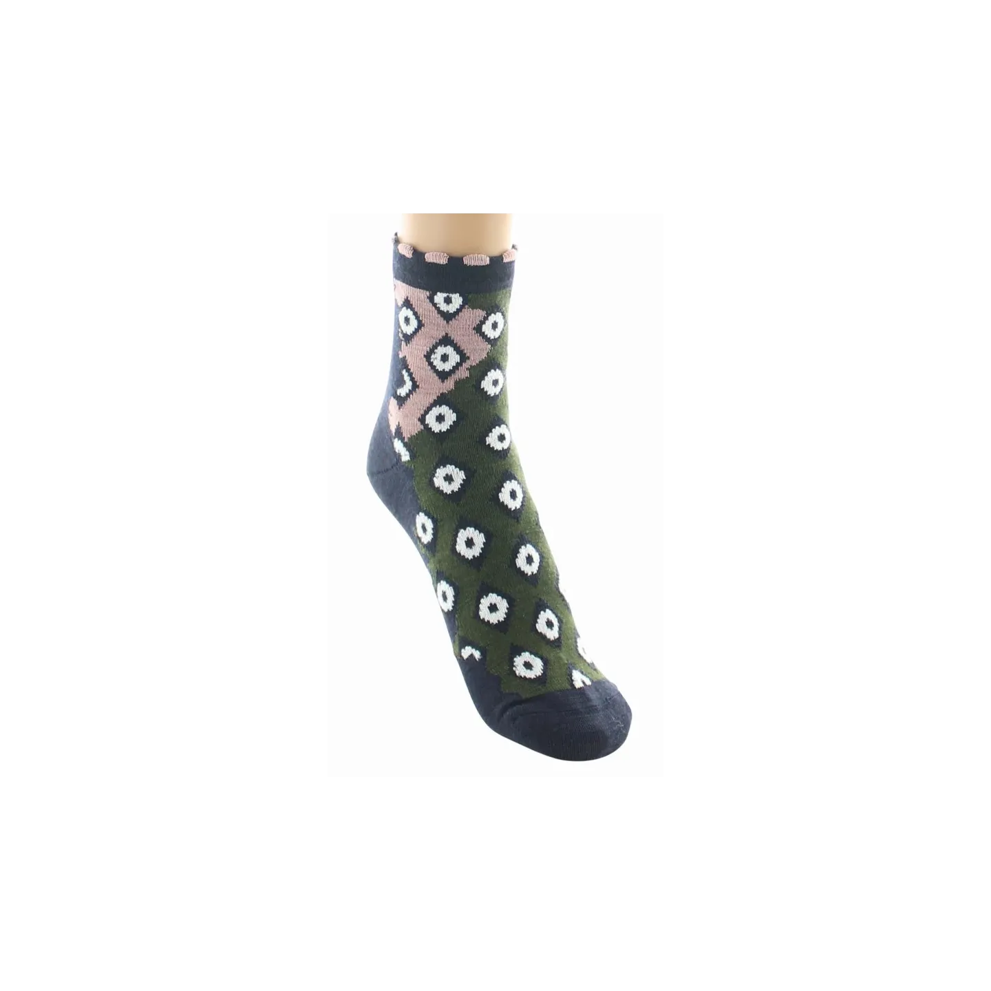 Women's Short Diamond Wool Socks Made in France - Berthe Reference: 22896 | Chapellerie Traclet