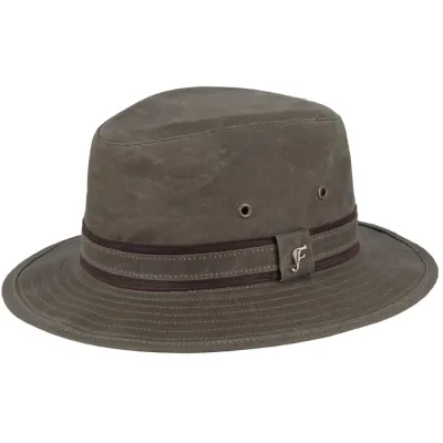 Chapeau Sintra Coton Huilé Imperméable Kaki - Flechet