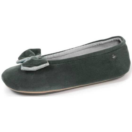 Chaussons Ballerines Femme Nœud Sauge - Isotoner
