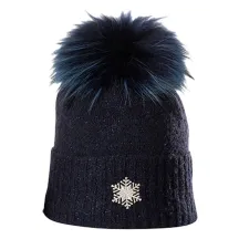 Bonnet Pompon Fourrure Betty Laine Marine - Kristo