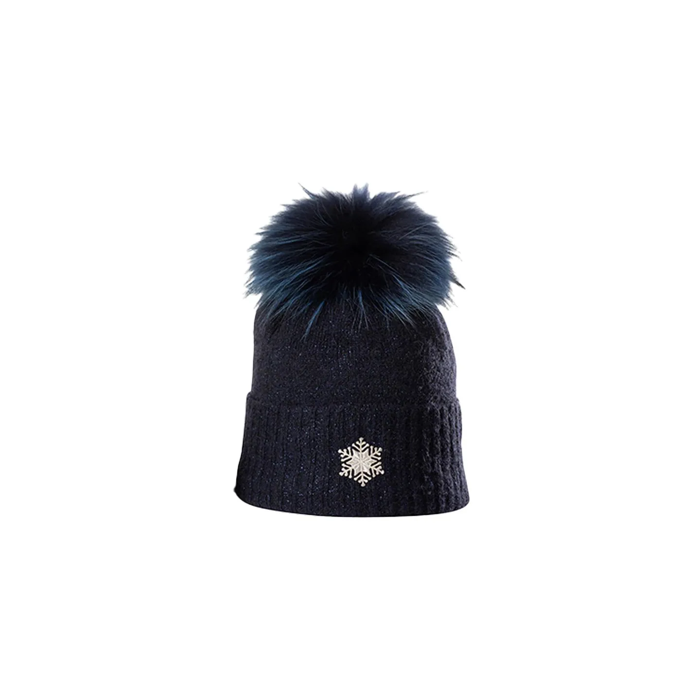 Bonnet Pompon Fourrure Betty Laine Marine - Kristo