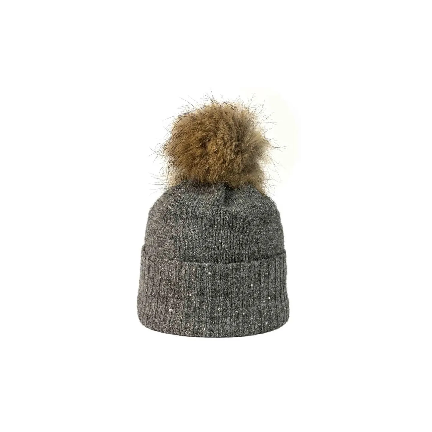 Bonnet Pompon Fourrure Bettina Gris - Kristo