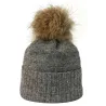 Bonnet Pompon Fourrure Bettina Gris - Kristo