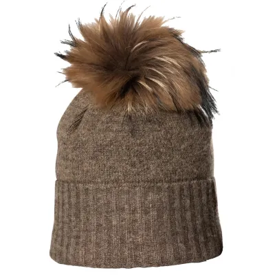 Bonnet Pompon Fourrure Bettina Taupe - Kristo