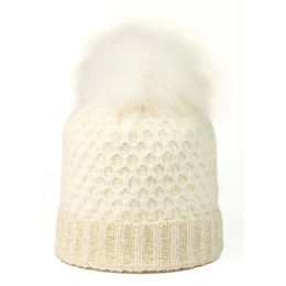 Bianca White Fur Pompom Beanie - Kristo