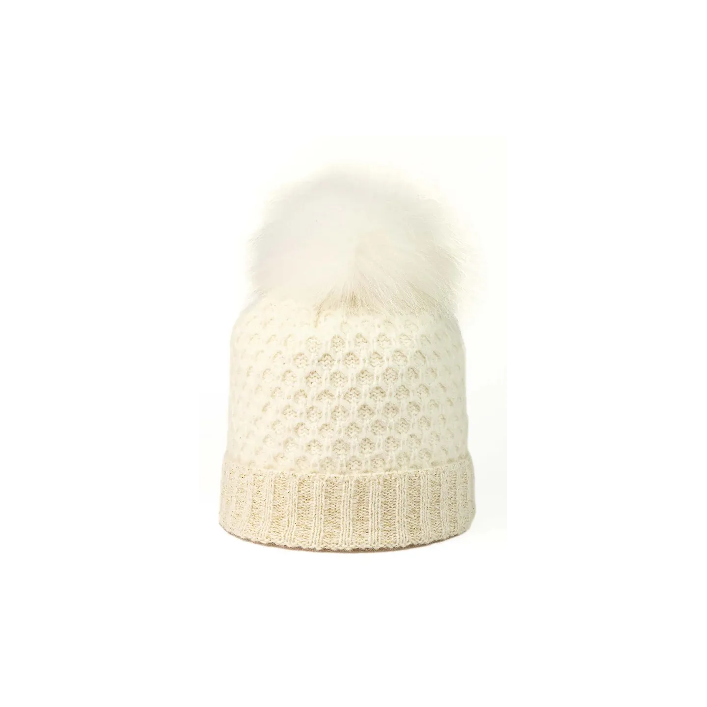 Bonnet Pompon Fourrure Bianca Blanc - Kristo  Référence : 22916 | Chapellerie Traclet