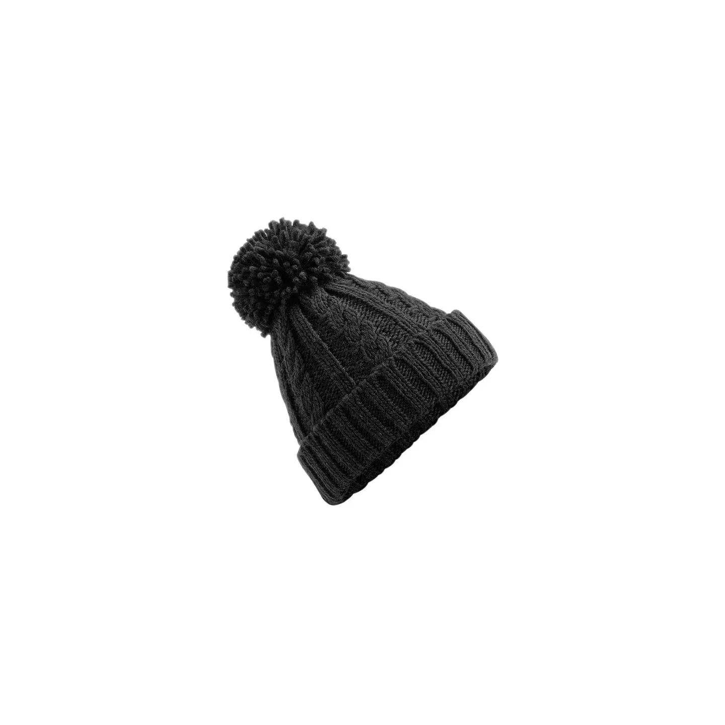 Bonnet À Pompon Tricote Oversize Noir - Traclet