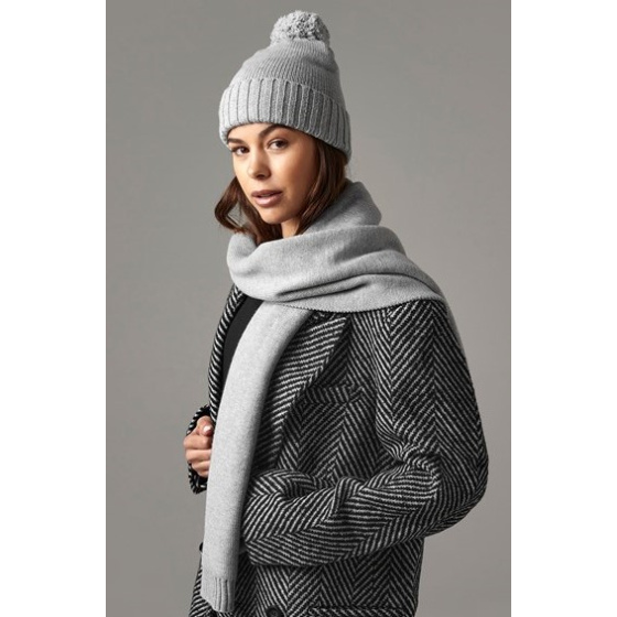 Louna Pom Pom Beanie & Scarf Set Grey - TRACLET