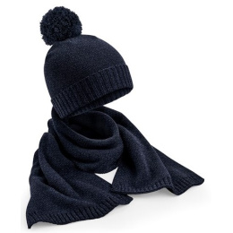 Louna Set Pompom Beanie & Scarf Navy - TRACLET