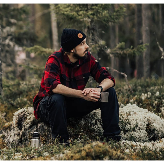 Bonnet à Revers Björn Laine Mérinos Noir - Super Yellow