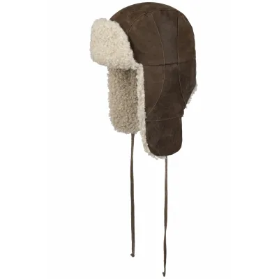 Chapka Bomber Cuir Marron Fausse Fourrure  Cognac - Stetson