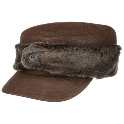 Casquette Army Cuir d'Agneau Marron - Stetson Reference : 861 | Chapellerie Traclet