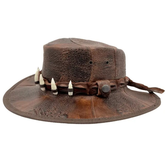 Outback Leather Hat Croco Tooth Tan - Jacaru