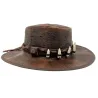 Chapeau Outback Cuir Dent de Croco Tan - Jacaru  Reference : 22947| Chapellerie Traclet
